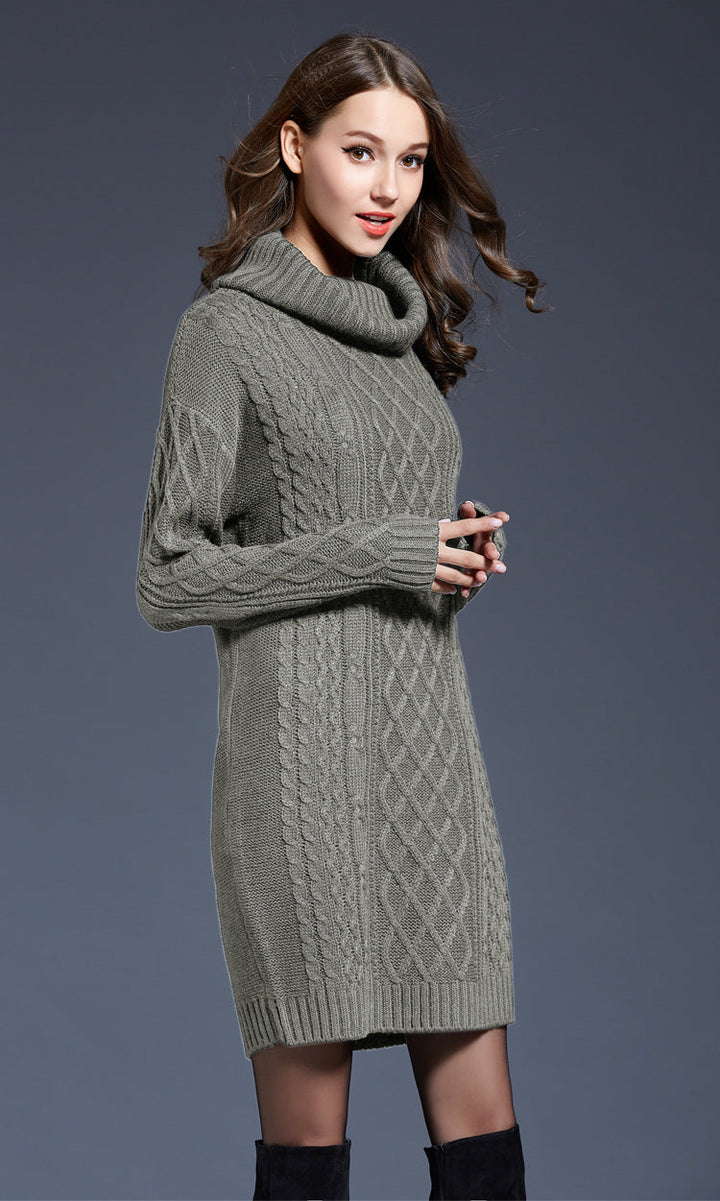 Drune | Hochhals Lange Strickkleid