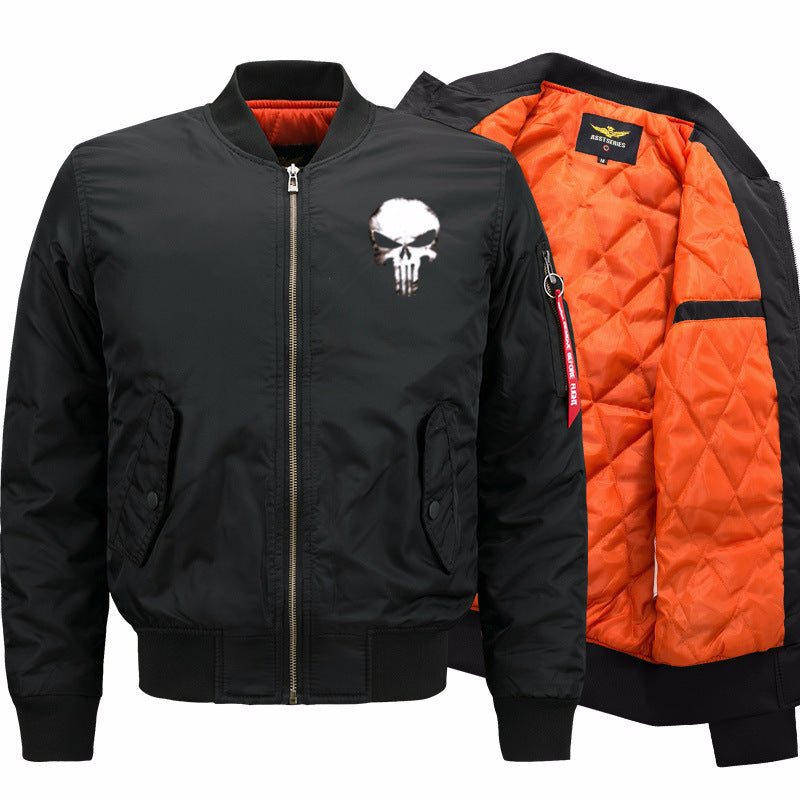 Men's  skull-graphic insulated quilt-lined bomber jacket with ribbed trims Drune