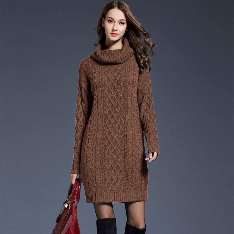 Drune | Hochhals Lange Strickkleid