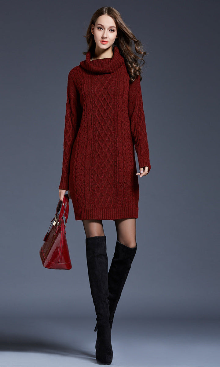 Drune | Hochhals Lange Strickkleid