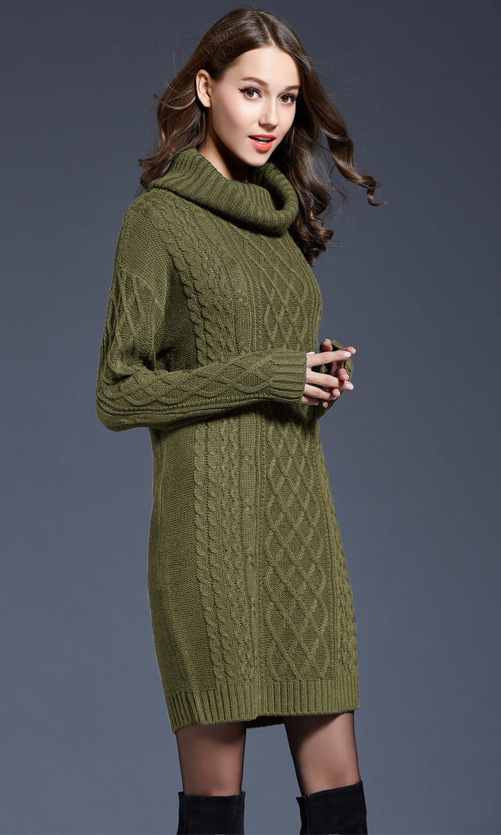 Drune | Hochhals Lange Strickkleid