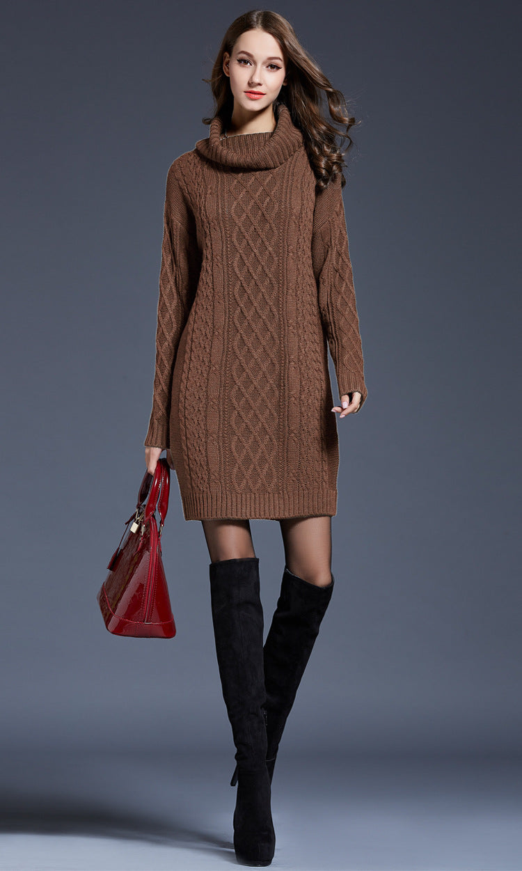 Drune | Hochhals Lange Strickkleid
