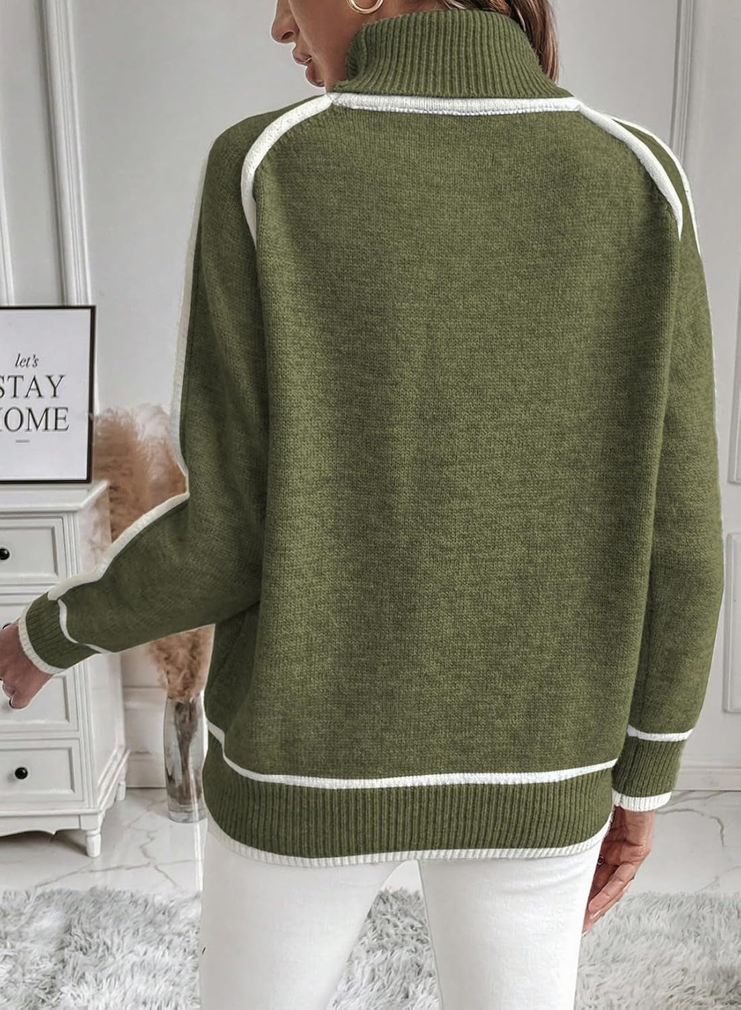 Drune | Damen Rollkragenpullover mit kontrastierenden Nähten - lässiger Oversized-Pullover