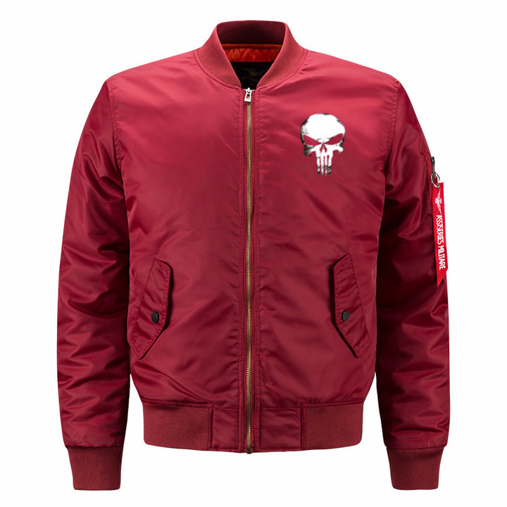 Men's  skull-graphic insulated quilt-lined bomber jacket with ribbed trims Drune