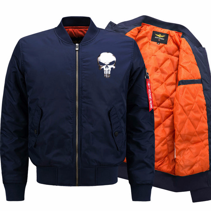 Men's  skull-graphic insulated quilt-lined bomber jacket with ribbed trims Drune