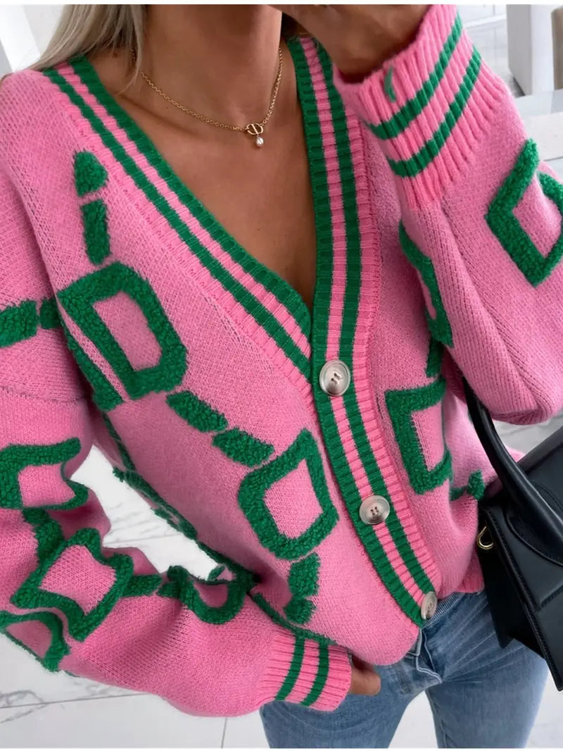 Drune | V-Ausschnitt Kontrastierend Cardigan für Den Frühling