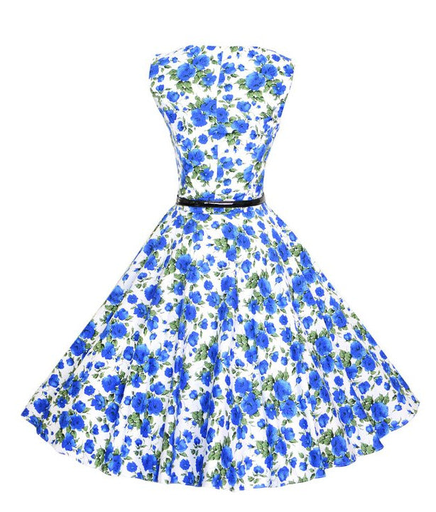 Damen Swingkleid mit floralem Design und Gürtel Drune