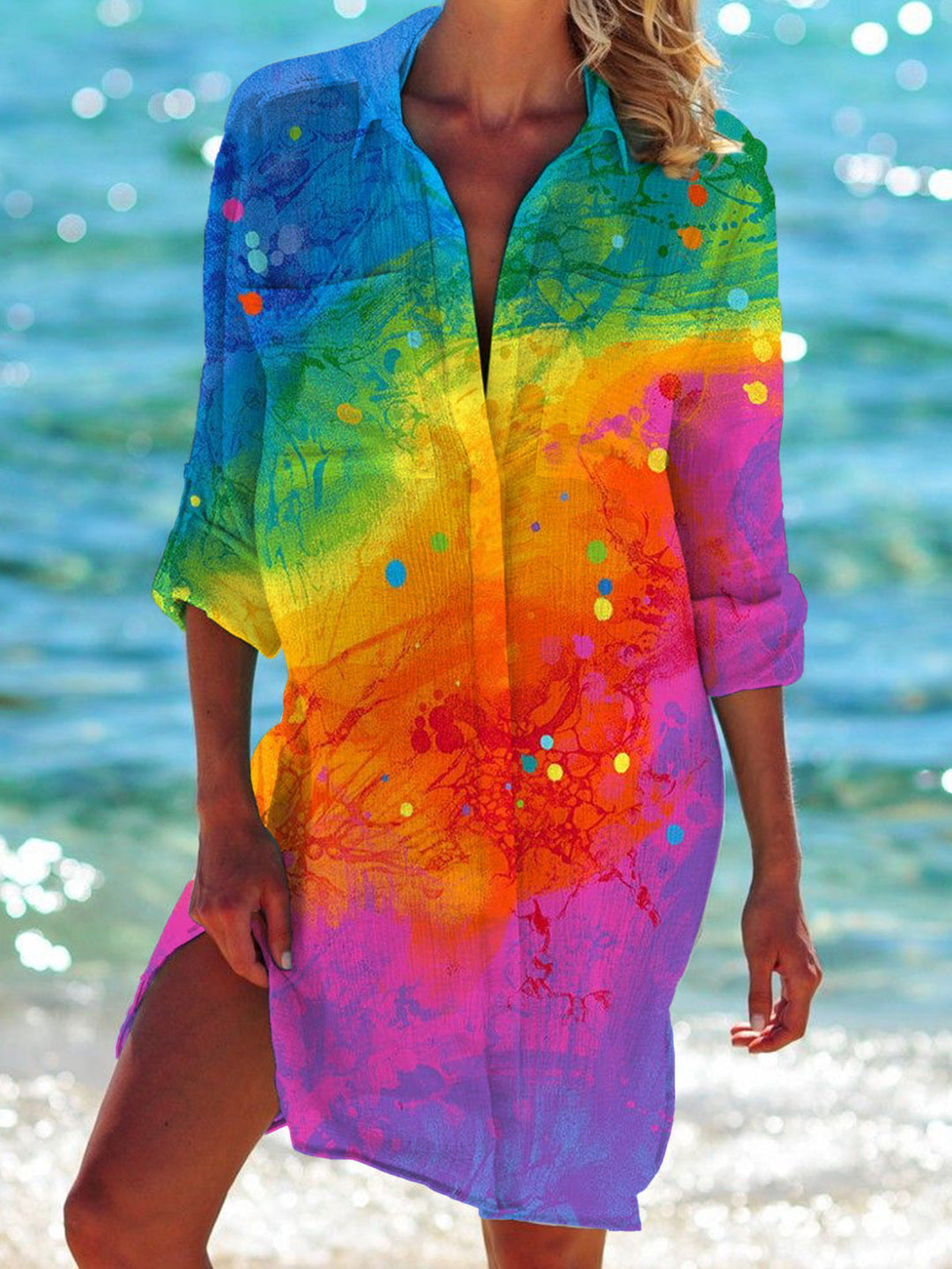 Drune | Bikini Jacke Shirt Badeanzug Strickjacke Damenbekleidung Druck Urlaub Strandshirt