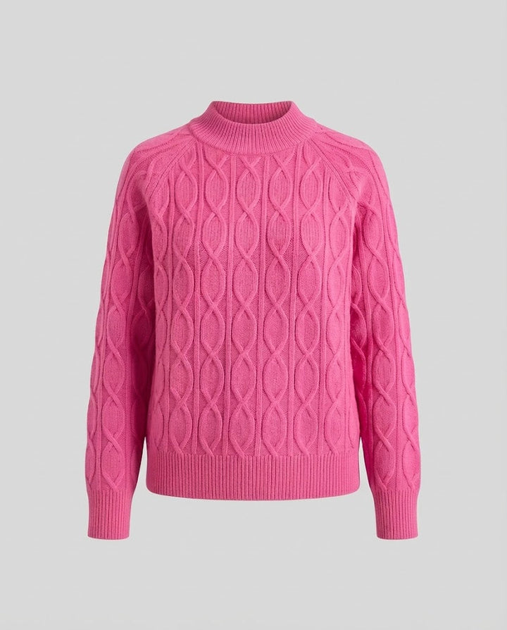 Damen Feinstrick-Pullover mit Zopfmuster und Stehkragen Drune