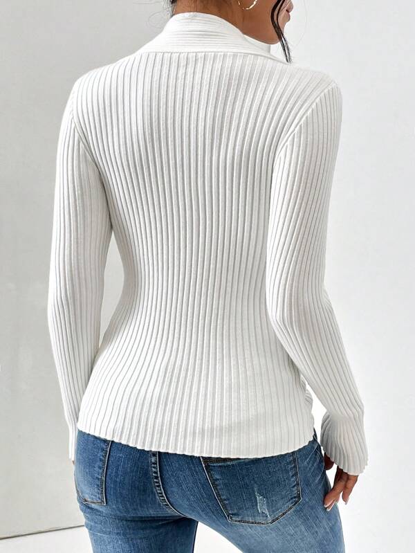 Drune | Weißer Pullover Aus Geripptem Material