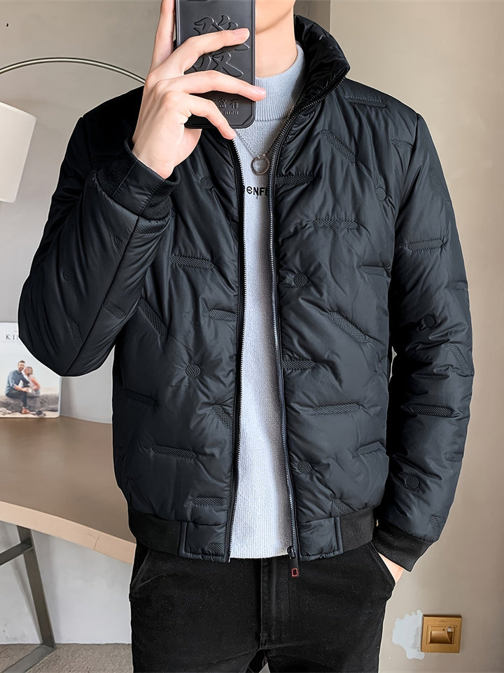 Drune |  Schwarze Baumwoll Winddichte Und Warme Langärmelige Winterjacke Für Herren - Perfekt für kalte Tage