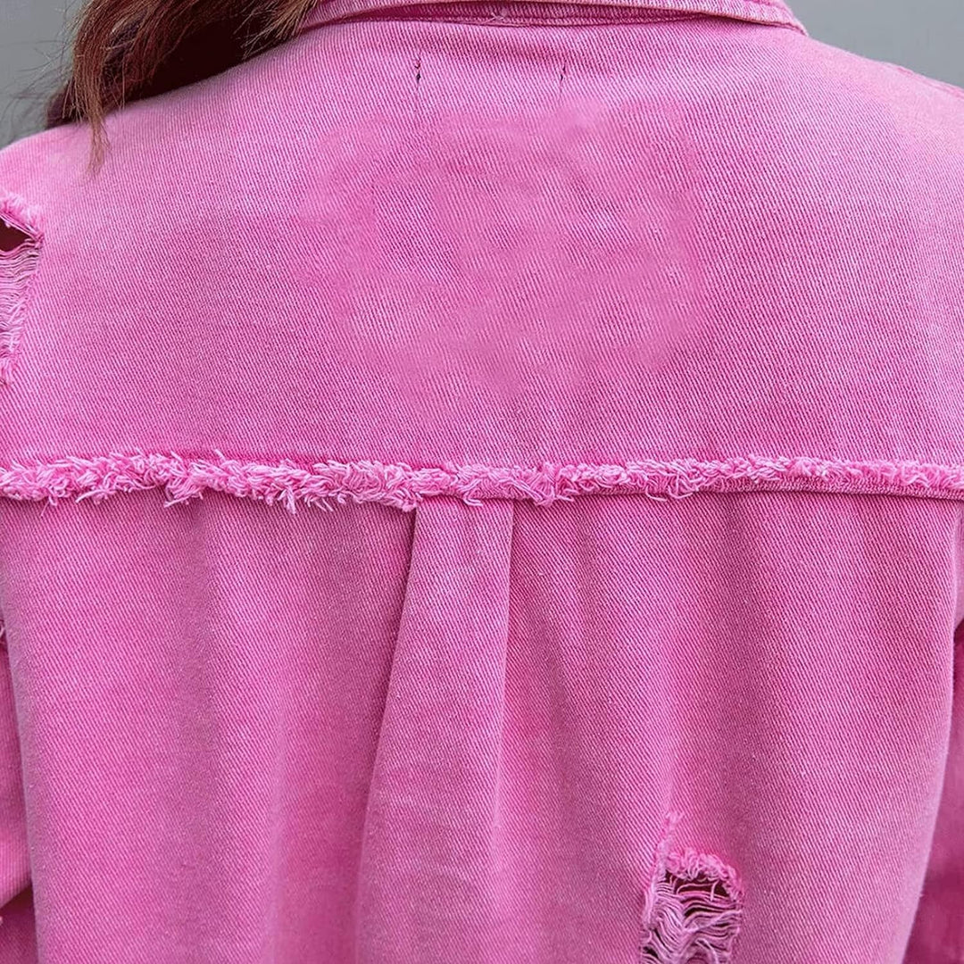 Drune | Gerissene Übergrösse Denim-Jacke
