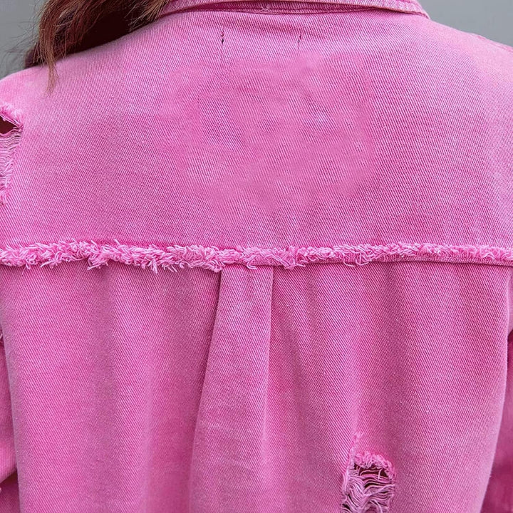 Drune | Gerissene Übergrösse Denim-Jacke