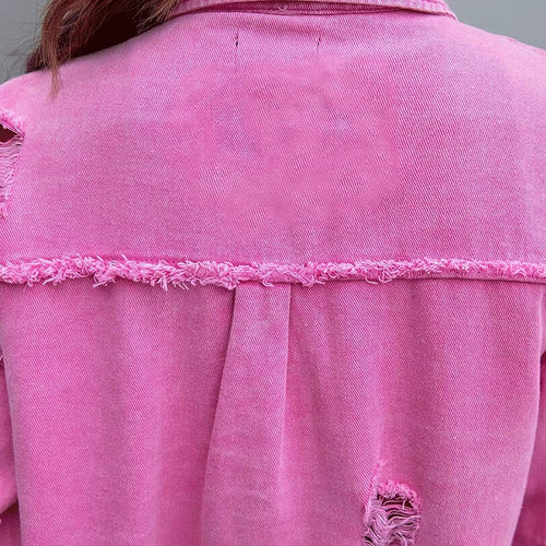 Drune | Gerissene Übergrösse Denim-Jacke