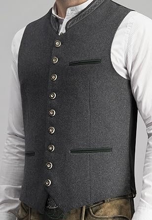 Drune | Herren Trachtenweste Weste Grau Klassisch Elegant