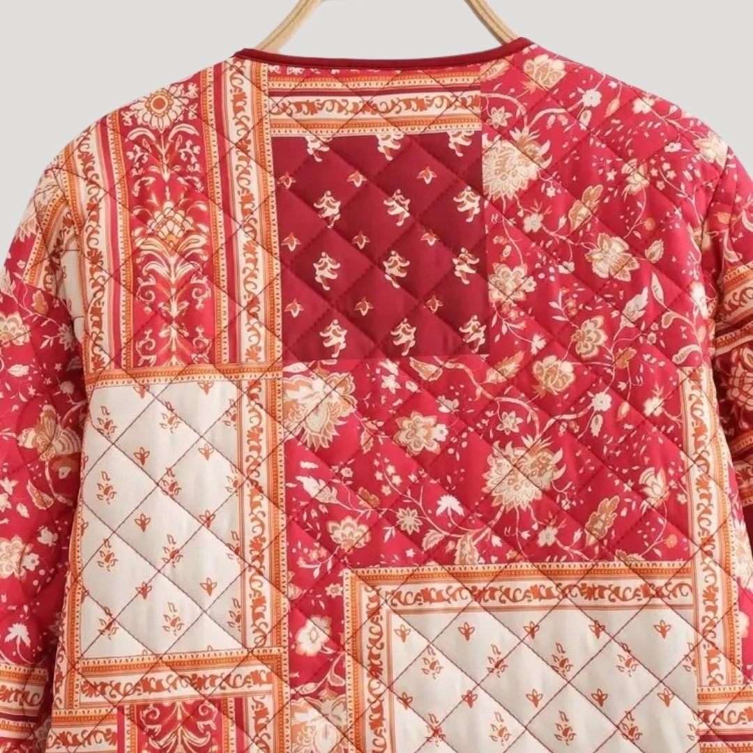 Drune | Damen leichte Sommer Steppjacke – bedruckter Boho-Stil