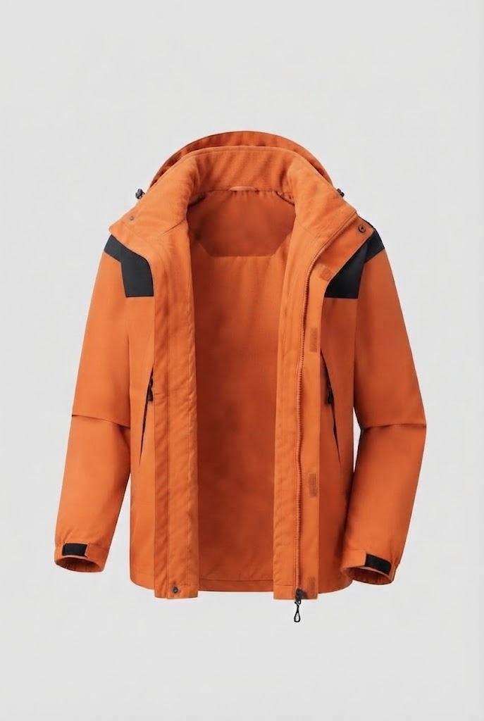 Herren zwei-lagige Softshell Outdoor-Jacke mit herausnehmbarer Fleece-Innenjacke und Kapuze Drune