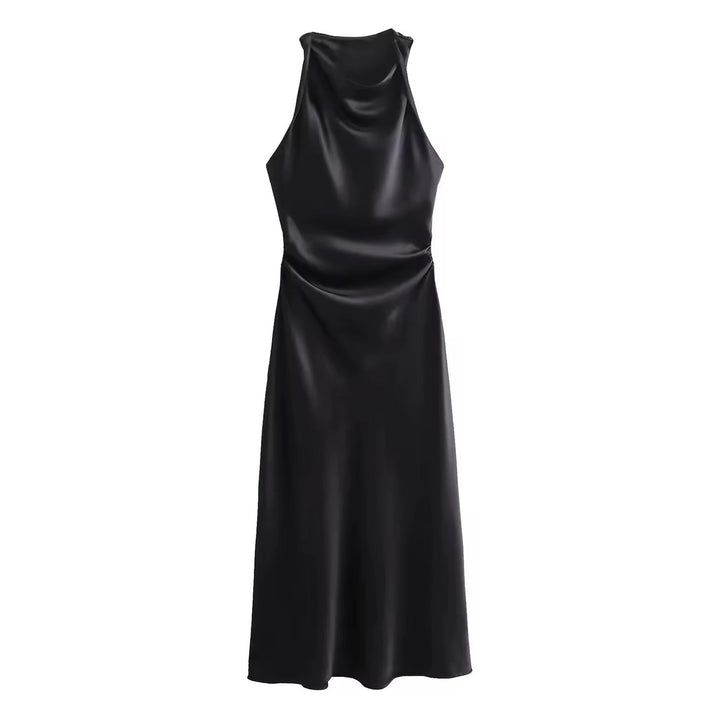 Drune | Satin Maxikleid Elegante Drapierung