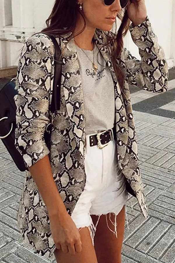 Drune | Charmer Schlangenmuster Revers Lose Blazer