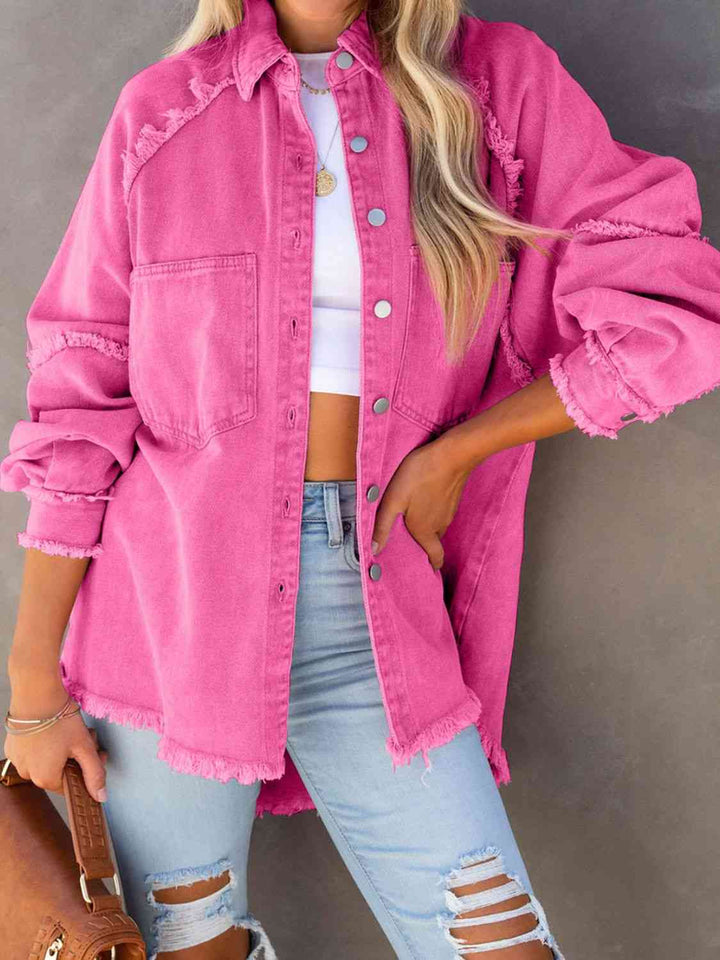 Drune | Button Down Raw Hem Denim Jacke