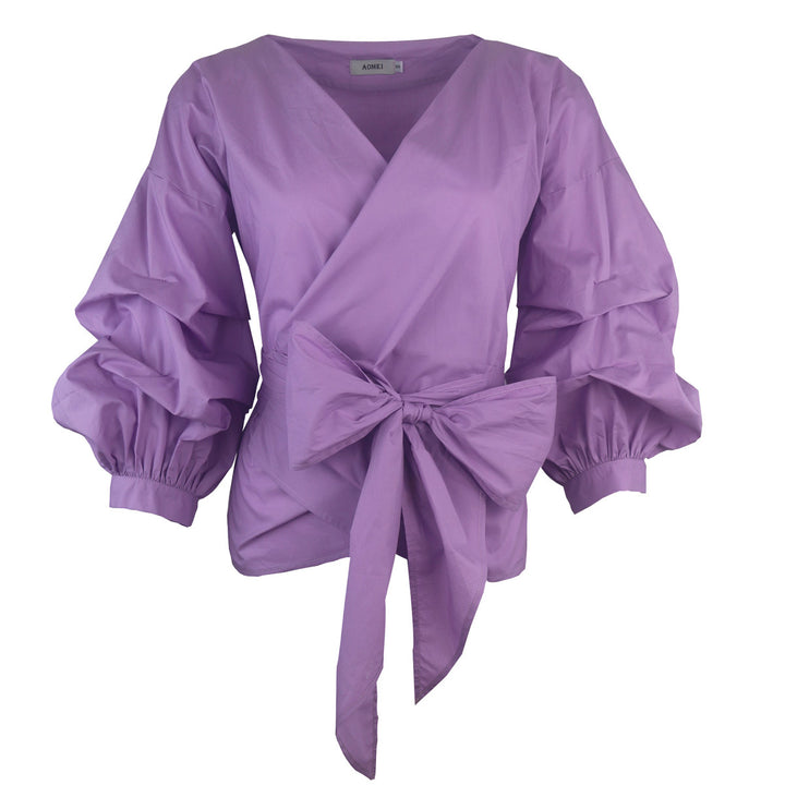 Damen Wickelbluse mit voluminösen Ärmeln Drune