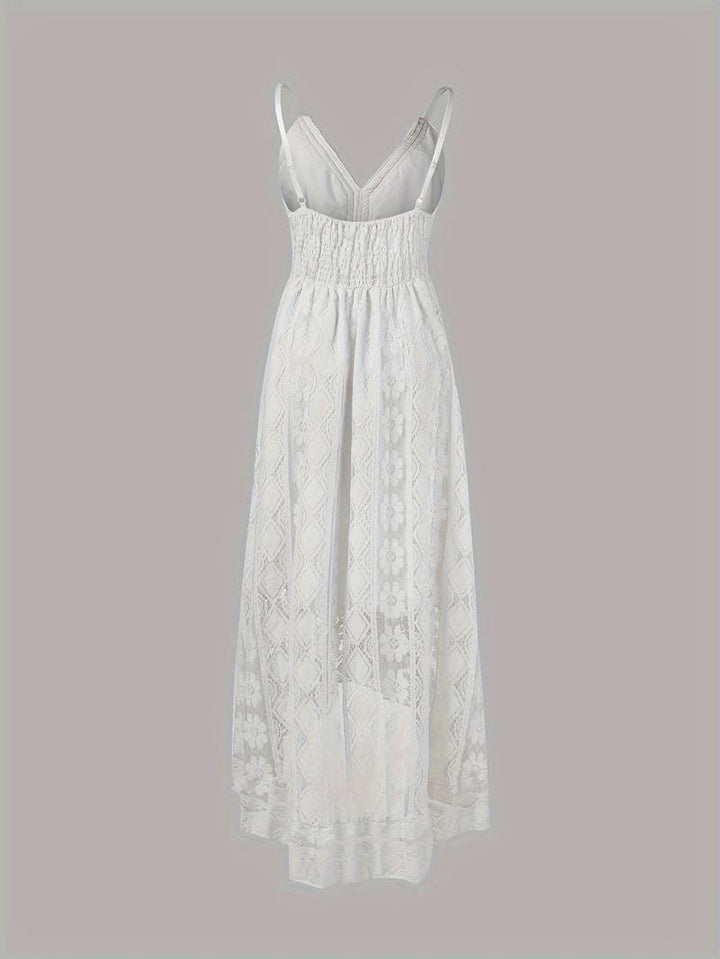 Drune – boho-maxi-sommerkleid mit spaghettiträgern und v-ausschnitt