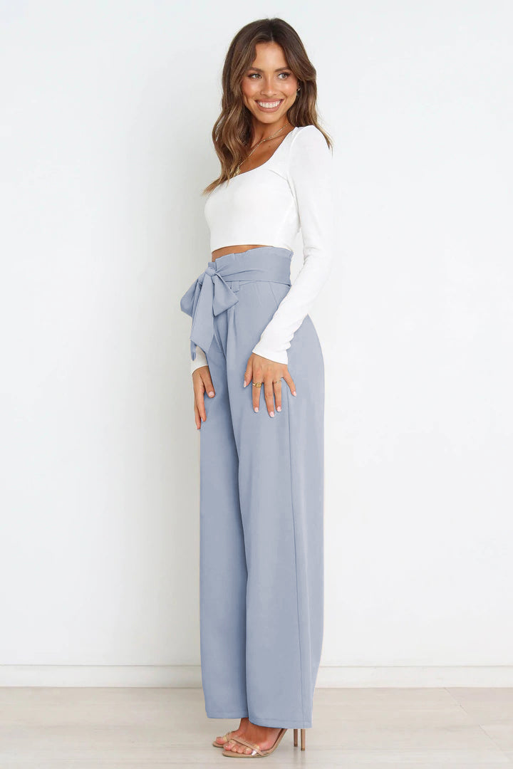 Drune | Hohe Taille Paperbag Hose mit Schleifendetail