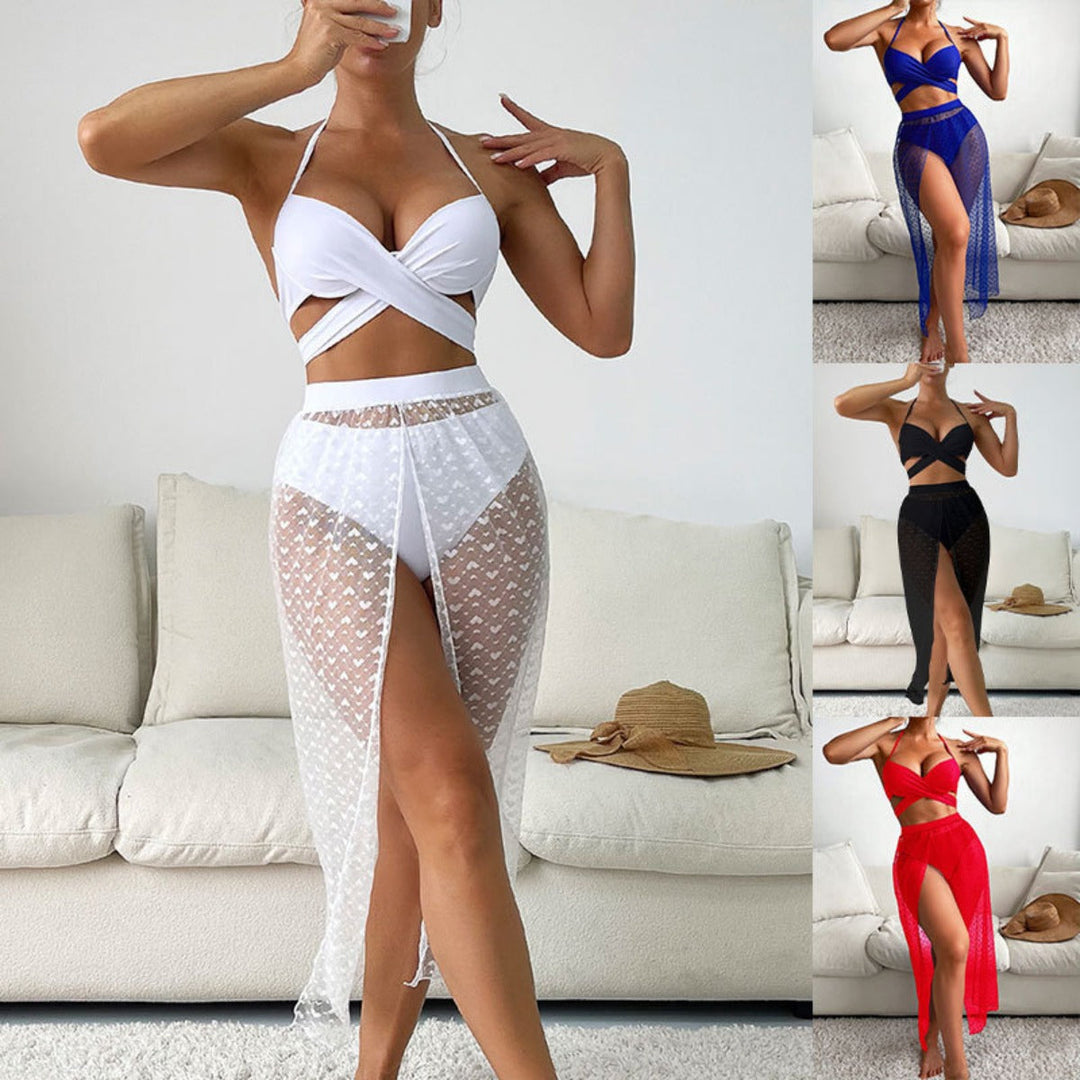 Drune | Dreiteiliger Bikini mit Netzrock