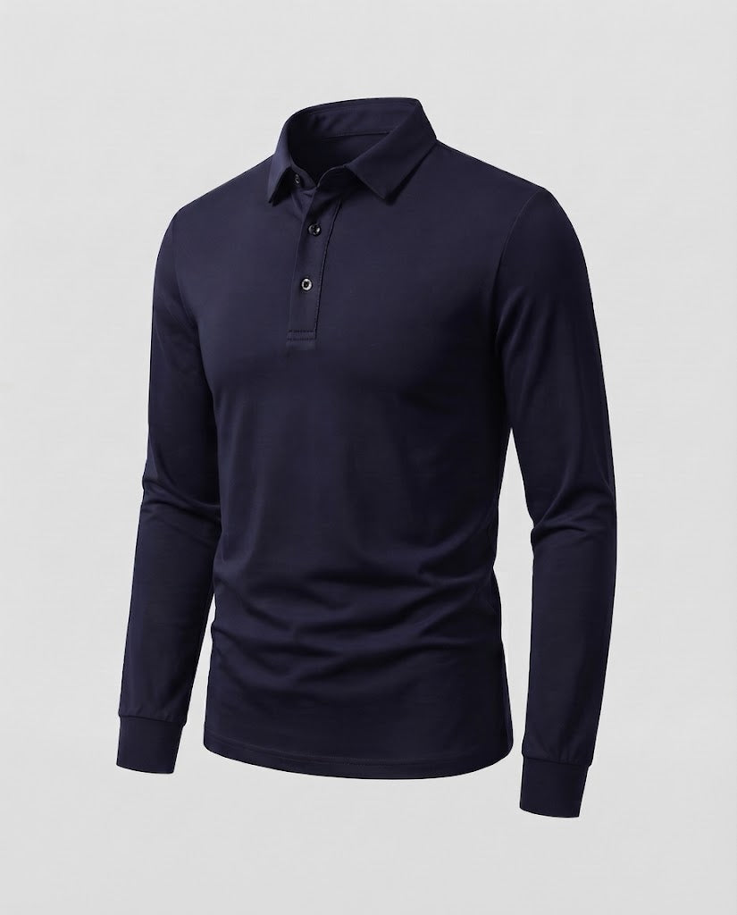Herren Elegantes Langarm Poloshirt Drune