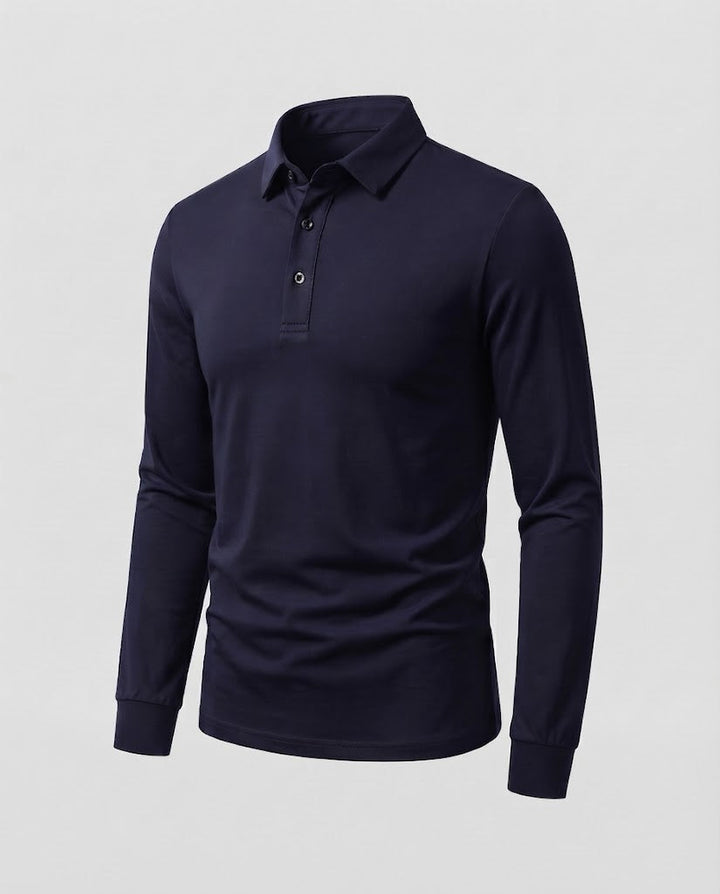 Herren Elegantes Langarm Poloshirt Drune