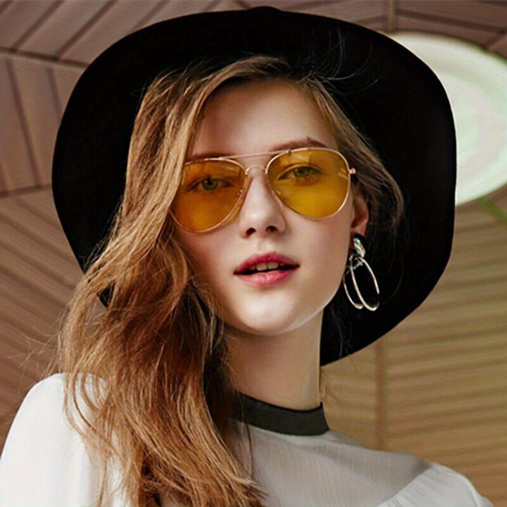 Drune | Klassische Aviator-Sonnenbrille mit Goldenem Rahmen für Damen