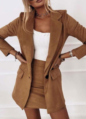 Drune | Damen Blazer Rock Satz mit Langen Ärmeln