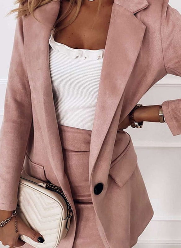Drune | Damen Blazer Rock Satz mit Langen Ärmeln