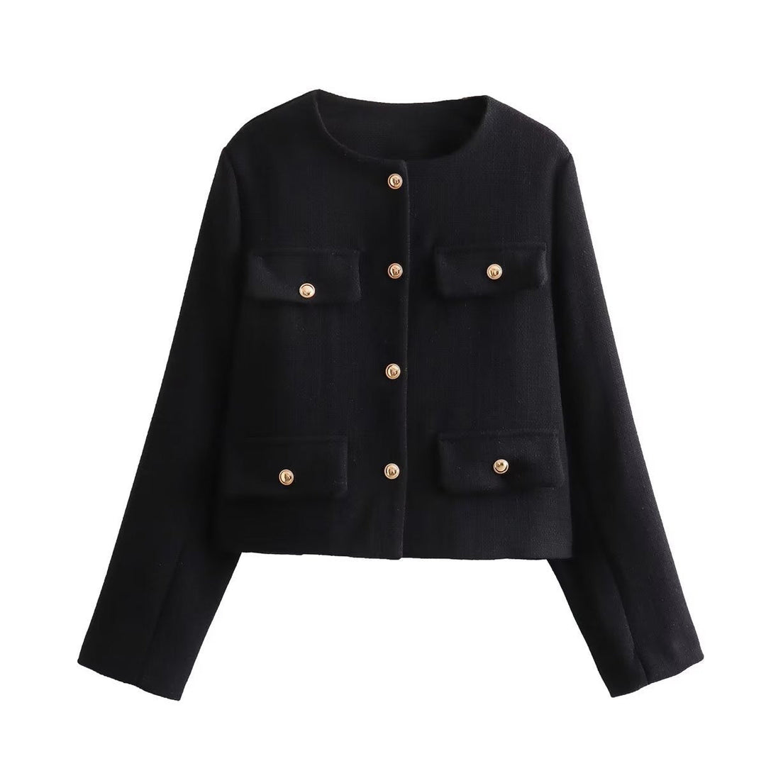 Drune | Hals Einfarbig Einreiher Jacke