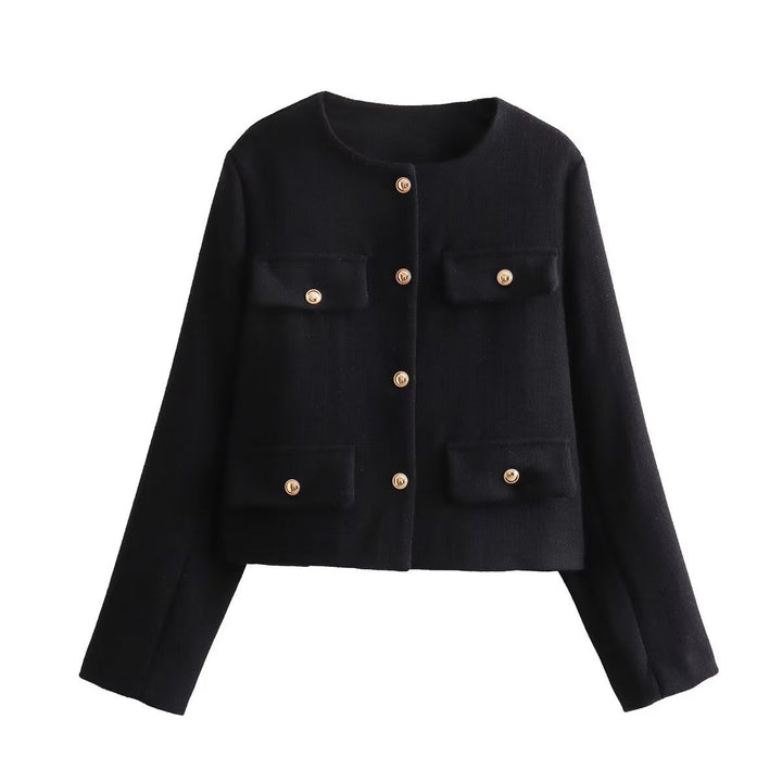 Drune | Hals Einfarbig Einreiher Jacke
