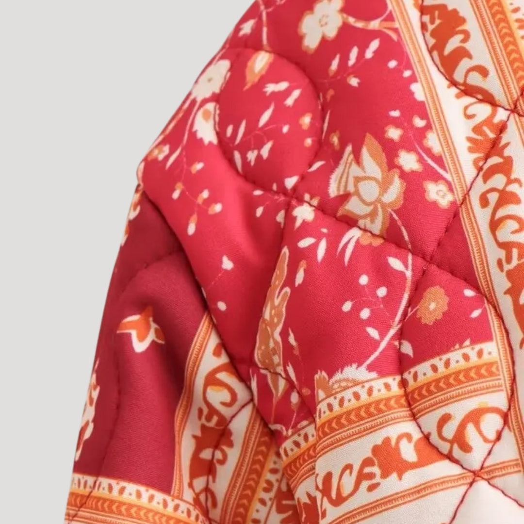 Drune | Damen leichte Sommer Steppjacke – bedruckter Boho-Stil