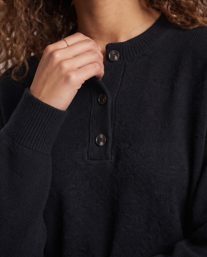 Damen Modischer Oversized Pullover mit Knopfleiste Drune