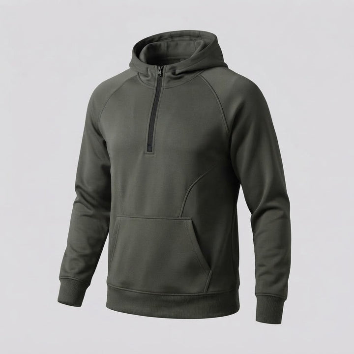Herren Halb-Reißverschluss Hoodie mit Kängurutasche und kontrastierendem Rückenteil Drune