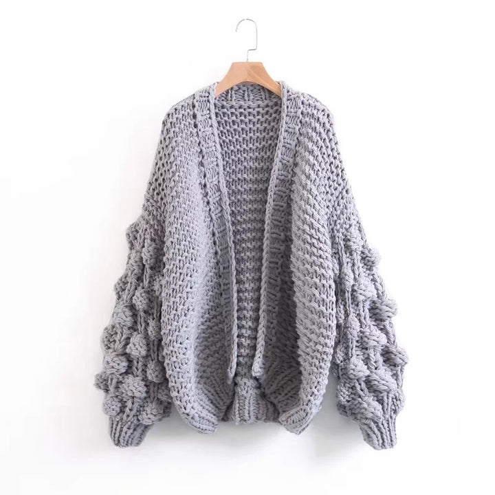 Damen Grob gestrickter Oversized Cardigan mit voluminösen Ärmeln Drune