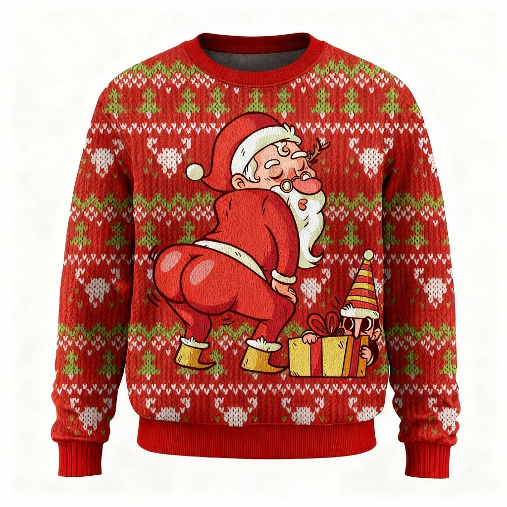 Drune | Lustiger Hässlicher Weihnachtspullover für Männer & Frauen - Weihnachtsmann Druck