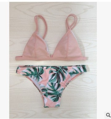 Damen Triangel-Bikini mit trendy Blattmuster Drune