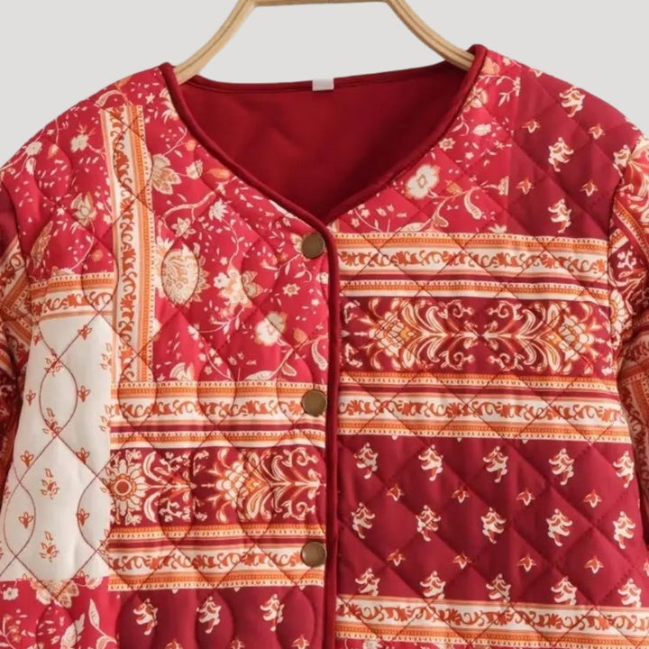 Drune | Damen leichte Sommer Steppjacke – bedruckter Boho-Stil