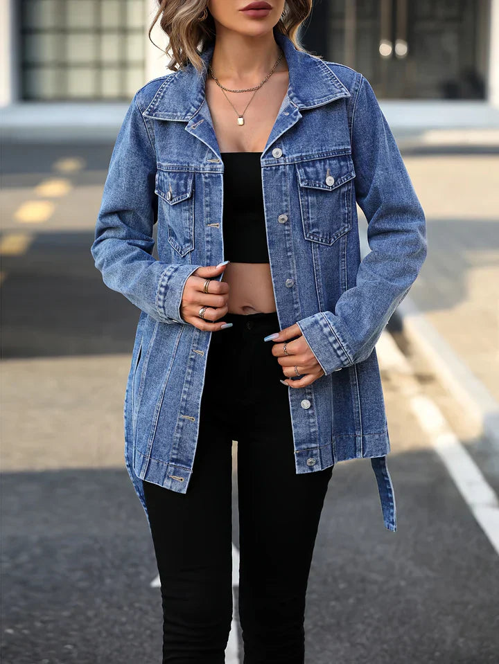 Drune - Damen Denim-Mantel Mit Klappentaschen