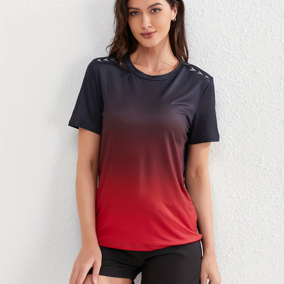 Drune | Damen Ombre Sport T-shirt Mit Kurzen Ärmeln