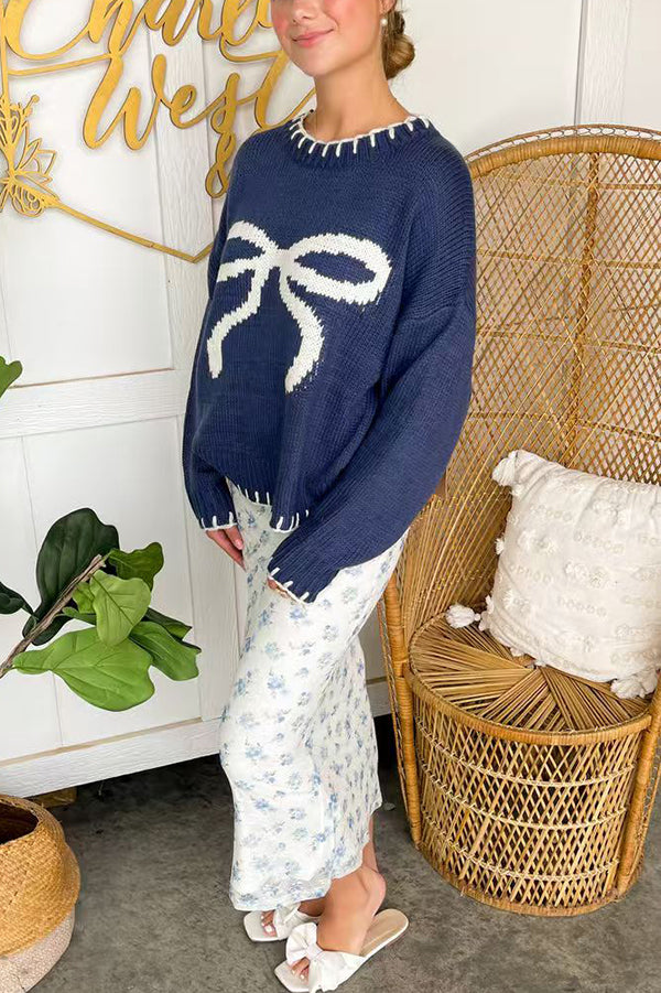 Drune | Weihnachtsbogen Kontrastfarbe Eingeschlossen Kante Langarm Gestrickter Pullover