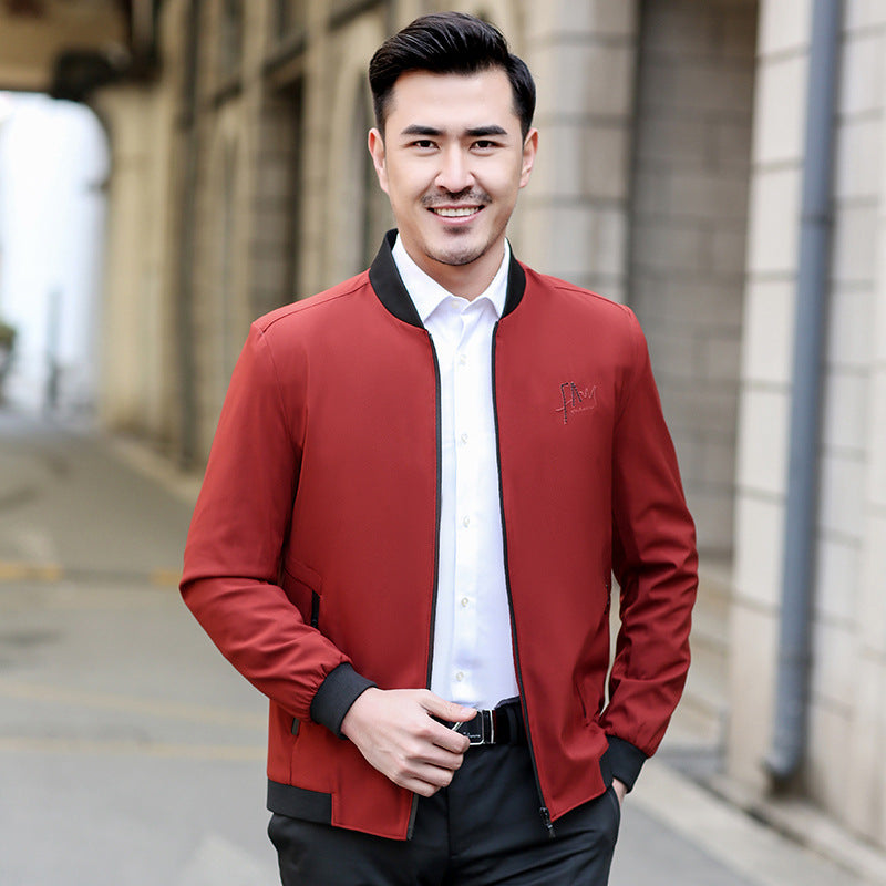 Herren Leichte taillierte Bomberjacke mit Stehkragen und Reißverschluss Drune