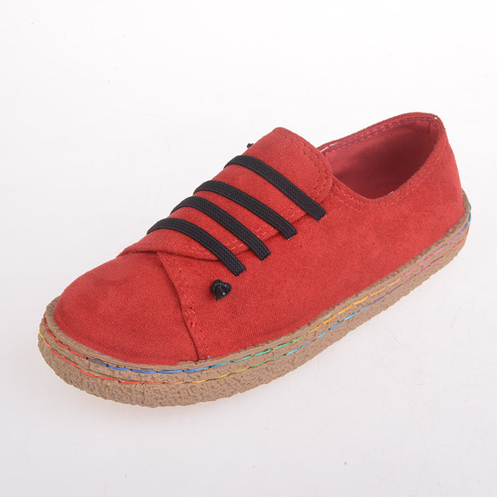 Damen nan niedriger Sneaker-Espadrille mit Veloursleder-Optik, elastischen Schnürbändern und geflochtener Jute-Sohle Drune