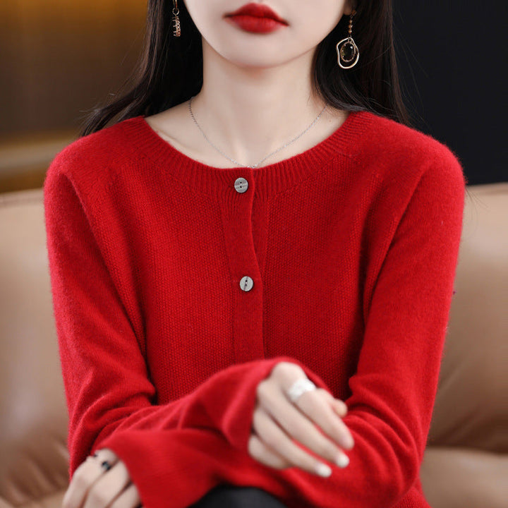 Drune | Lockerer Damen Cashmere Strickjacke Mit Rundhalsausschnitt Aus Hochwertiger Veganer Wolle