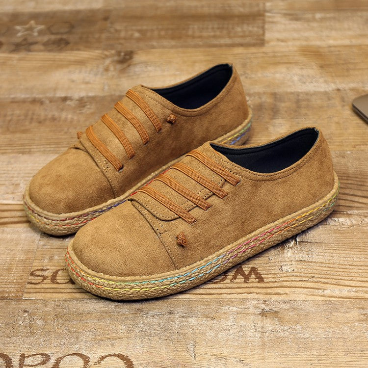 Damen nan niedriger Sneaker-Espadrille mit Veloursleder-Optik, elastischen Schnürbändern und geflochtener Jute-Sohle Drune