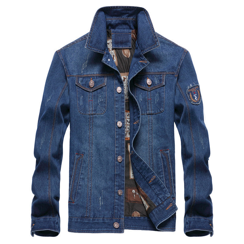 Herren Denimjacke im Vintage-Look mit kontrastierendem Innenfutter und Brusttaschen Drune